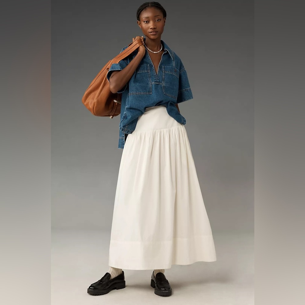 Maeve White Midi Full Skirt